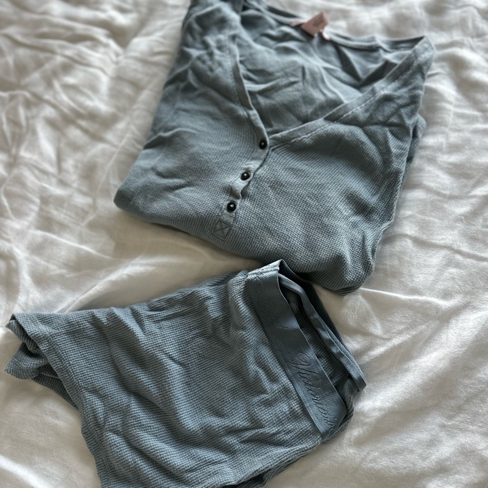 Victoria's Secret Blue Pajama Set - Long sleeve shirt and shorts set